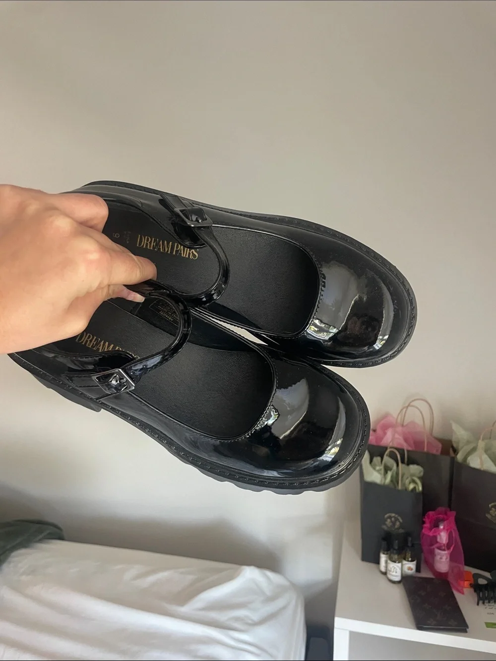 Black Patent Mary Jane Platform Shoes